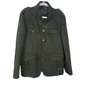 Vistula Green Wool Military Style Jacket EU mens 52 Slim Italian Steampunk